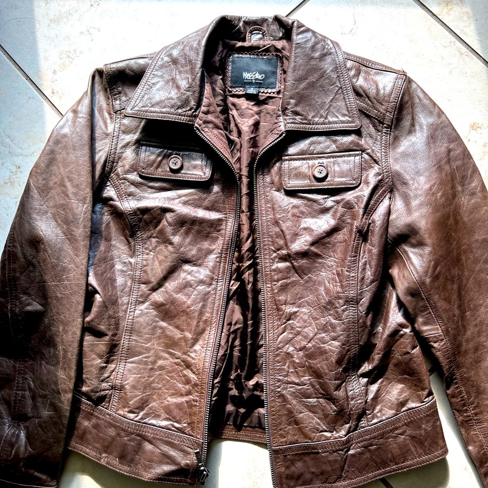 Brown leather jacket